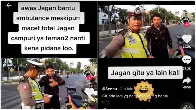 Viral Video Polisi Tilang Pengendara Motor Saat Kawal Mobil Ambulans