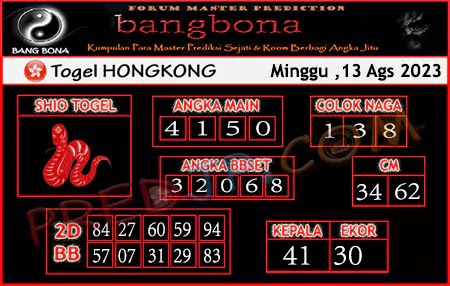 Prediksi HK Bang Bona Minggu 13 Agustus 2023