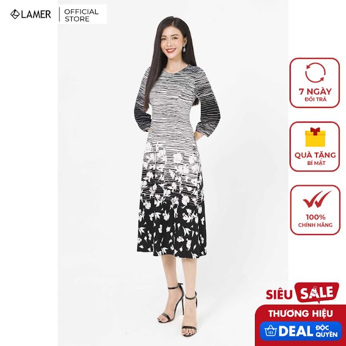 Mall Shop [ lamer.fashion ] Đầm nữ xòe tay bồng, cổ tròn LAMER L63L20Q015 (Nhiều màu)
