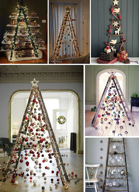 Árboles de Navidad con escaleras recicladas