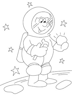 Astronaut on the moon coloring page