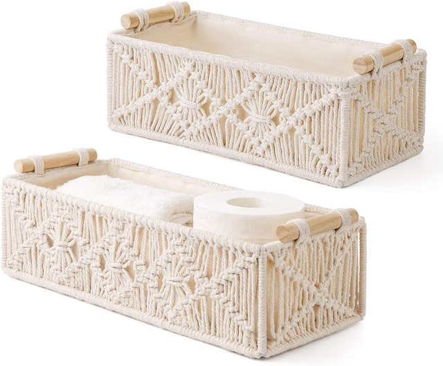 macrame storage baskets