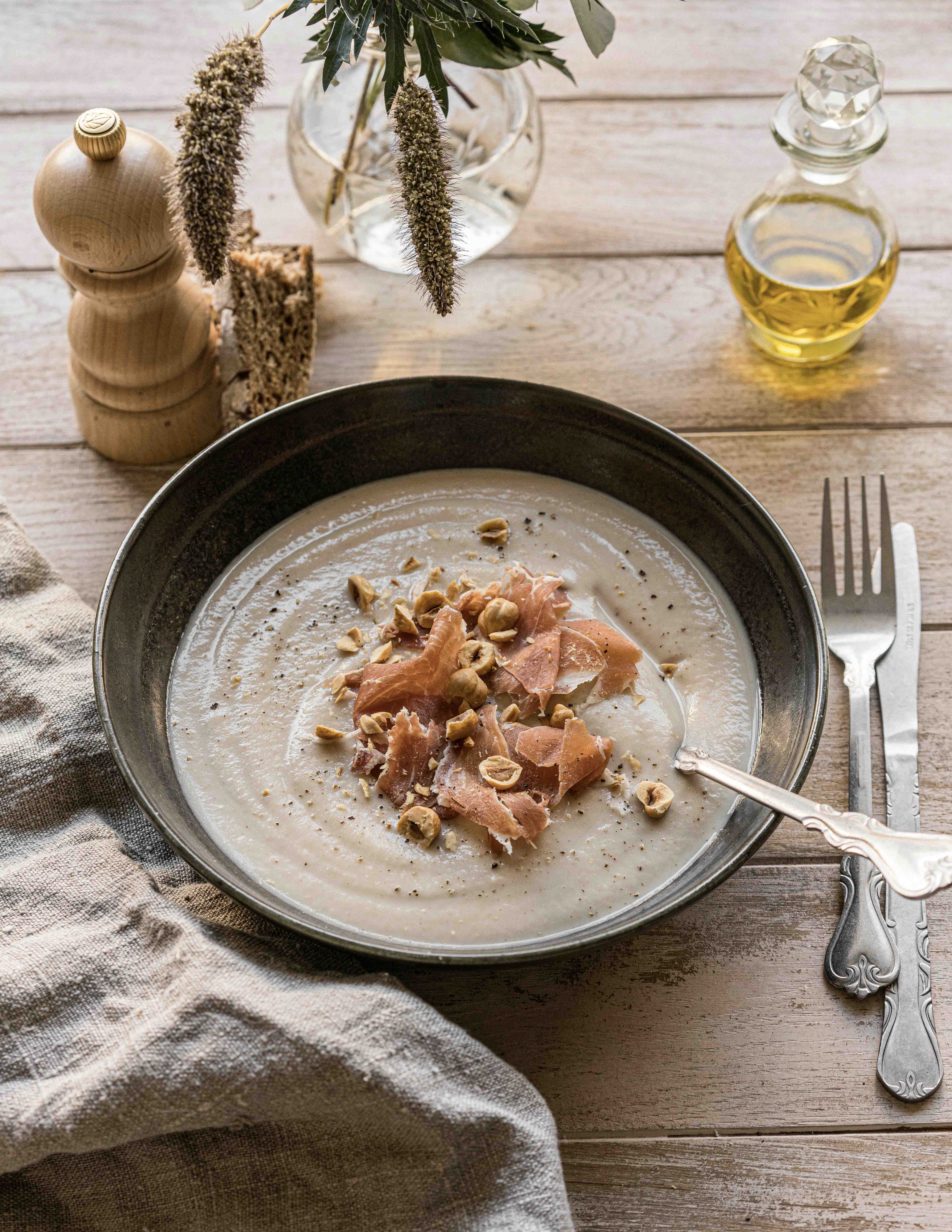 velouté au céleri, châtaignes , recette rapide