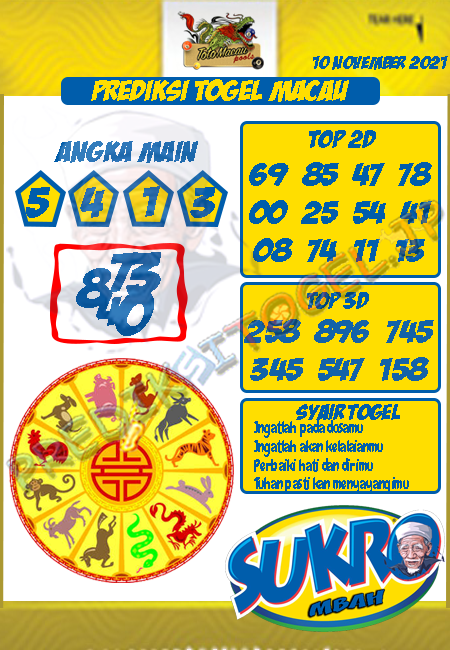 Prediksi Mbah Sukro Toto Macau Hari Ini 10-Nov-2021