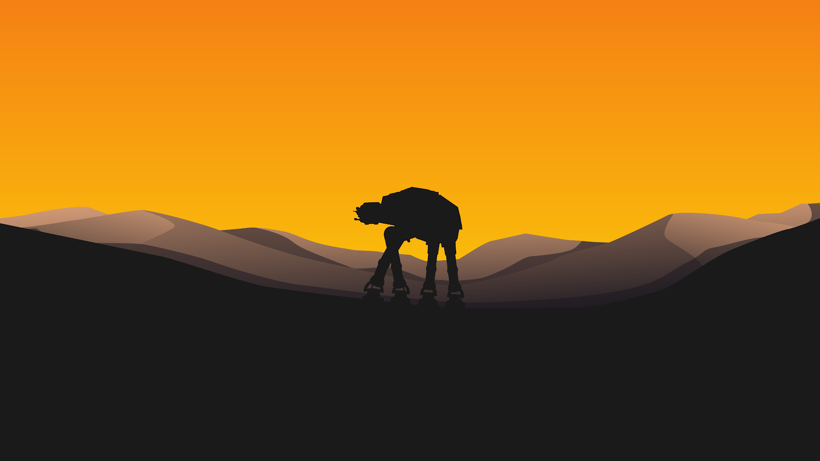 atat star wars silhouette minimalist illustration to use as pc wallpaper