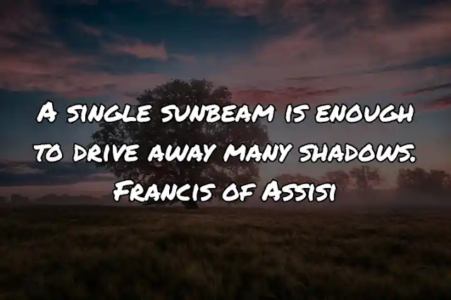A single sunbeam is enough to drive away many shadows. Francis of Assisi