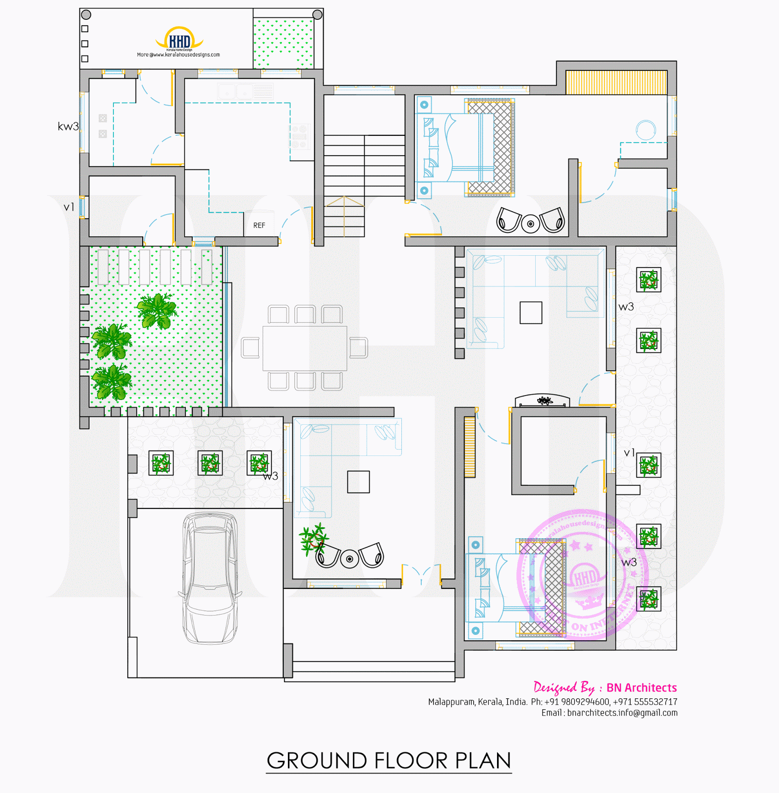 Stylish 4 Bedroom Contemporary Kerala Home Design with Free Plan - Kerala Home Planners