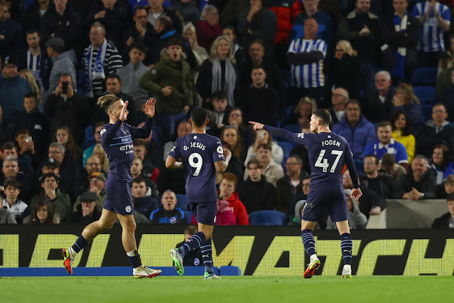 ملخص اهداف مباراة مانشستر سيتي وبرايتون (4-1) الدوري الانجليزي