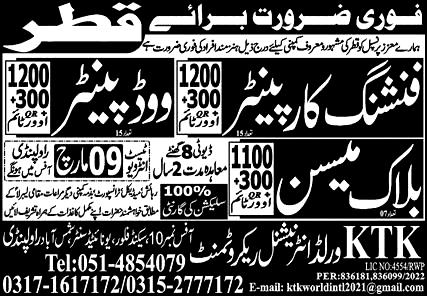 Wood Painter & Finishing Carpenter Latest Jobs 2022 in Qatar