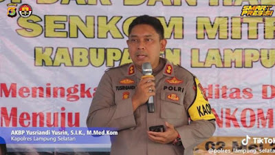 Dihadapan Anggota Senkom Mitra Polri, Kapolres Lampung Selatan Ajak Lanjutkan Kemitraan dan Perkuat Soliditas 