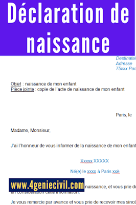 Lettre déclaration de naissance à l'employeur