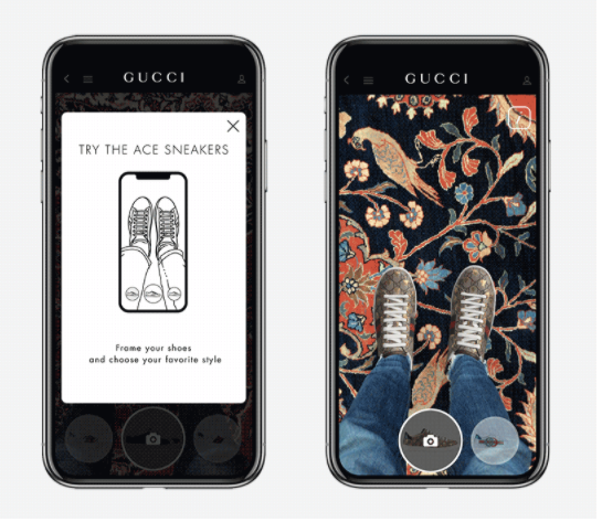 Виртуальная галерея Gucci, с возможностью виртуальной примерки