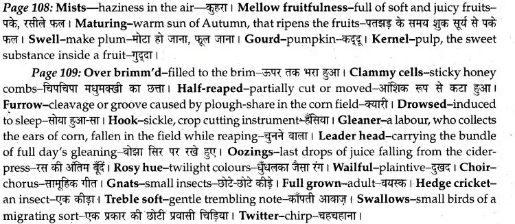 MP Board Class 12th English A Voyage Solutions Chapter 15 To Autumn (John Keats)