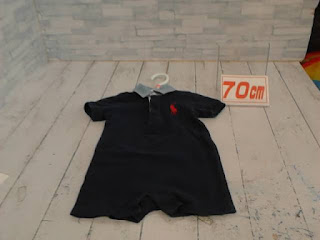 中古品　ベビー服　７０ｃｍ　ＲＡＬＰＨ　ＬＡＵＲＥＮ　ブラック　半袖カバーオール　４４０円