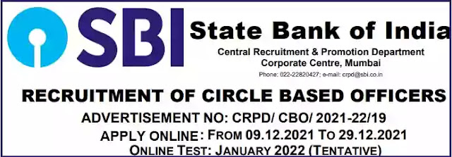 Circle Based Officers Recruitment in SBI 2021