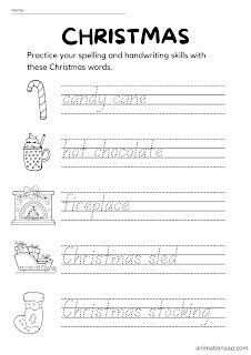 Christmas worksheets English words children