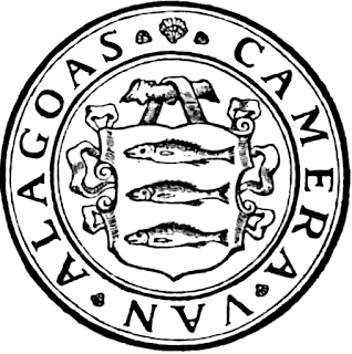 Selo da câmara de justiça de Alagoa do Sul, identificada como Alagoas (xilogravura atribuída a H. Breckenveld, publicada por Alfredo de Carvalho (1904); imagem disponível na Wikimedia Commons).
