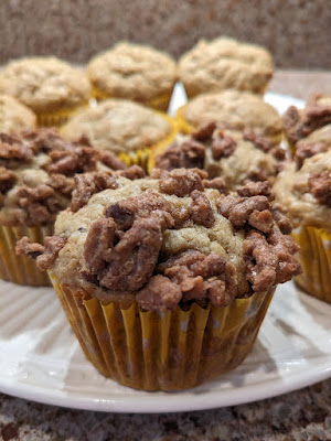 a plate of Bananas Foster Muffins