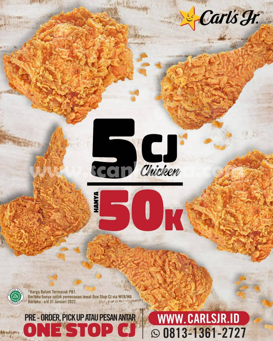 Carl's Jr Promo Harga Spesial 5 CJ Chicken hanya 50K