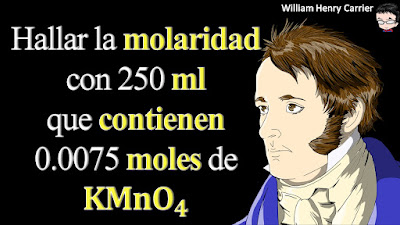 Calcular la molaridad de 250 ml que contienen 0.0075 moles de KMnO4.