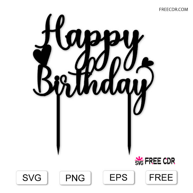 happy birthday cake topper svg free download