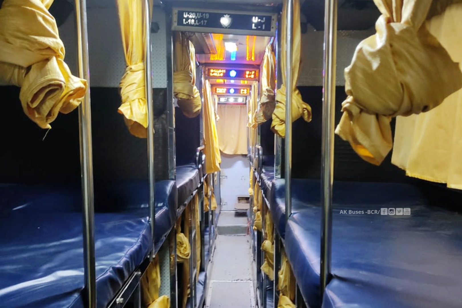 Bhoramdev Travels ac sleeper bus interior