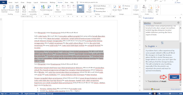 Cara Menerjemahkan Teks (Translate) di Microsoft Word