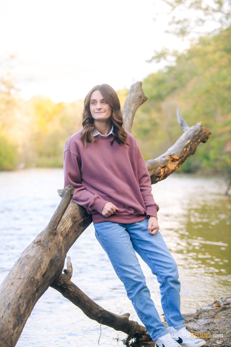 Skyline High School Senior Photos for Girls in Nature by Huron River in Nichols Arboretum by SudeepStudio.com Ann Arbor Senior Pictures Photographer