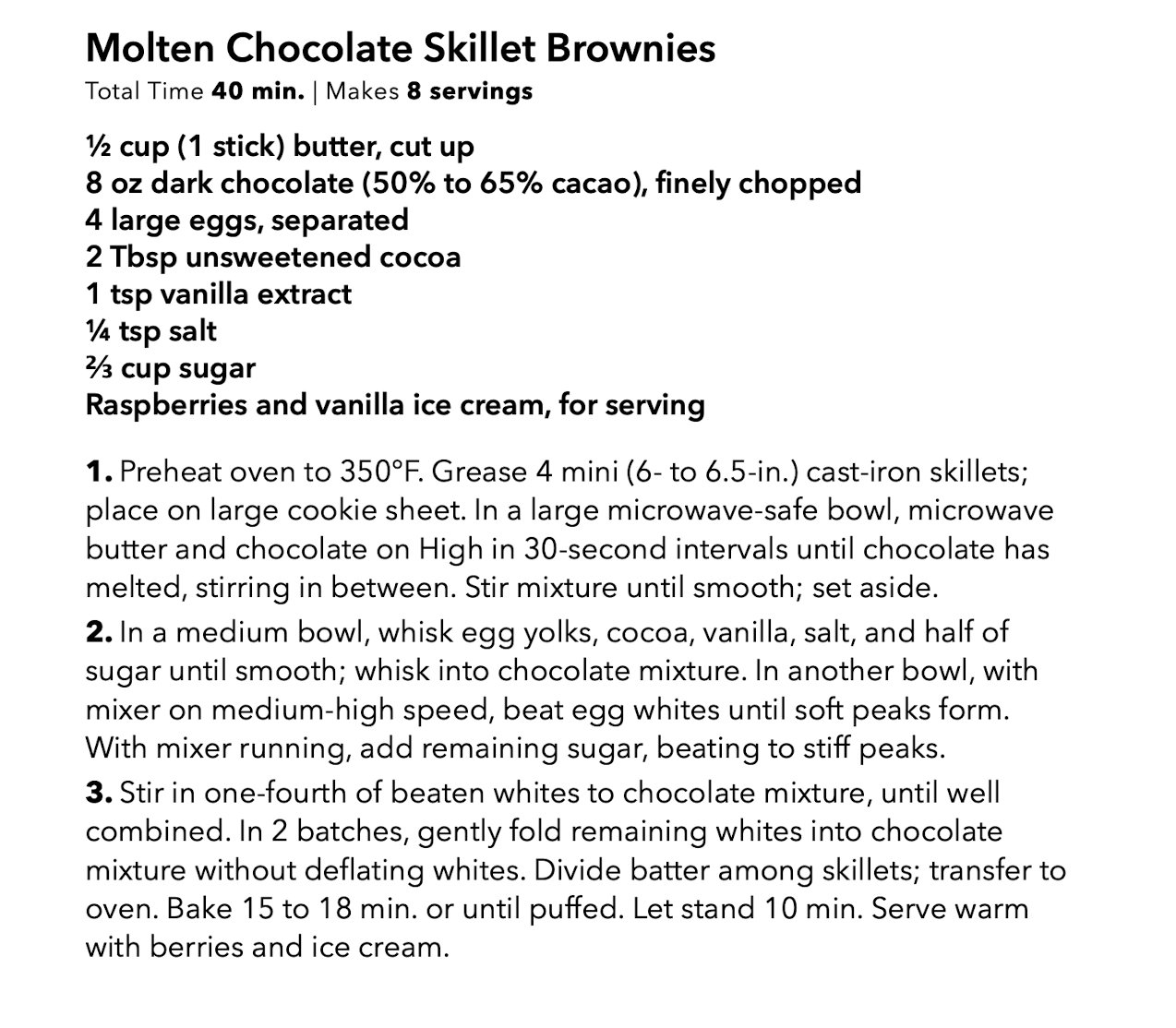 Recipe for Molten Chocolate Brownies