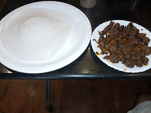 " Beef chilly fry/ Aapam" breakfast at Anachal