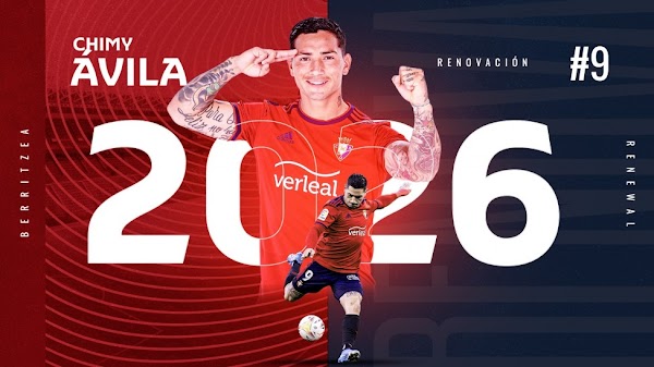 Oficial: Osasuna, renueva Chimy Ávila hasta 2026