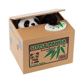 Cute Panda Automated Steal Stealing Money Saving Box Bank perfect novelty piggy bank for home and office desks hown - store