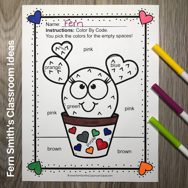Grab This St. Valentine's Day FUNKY Color By Code Kindergarten Know Your Colors Worksheets Resource For Your Classroom To Print and Use TODAY!