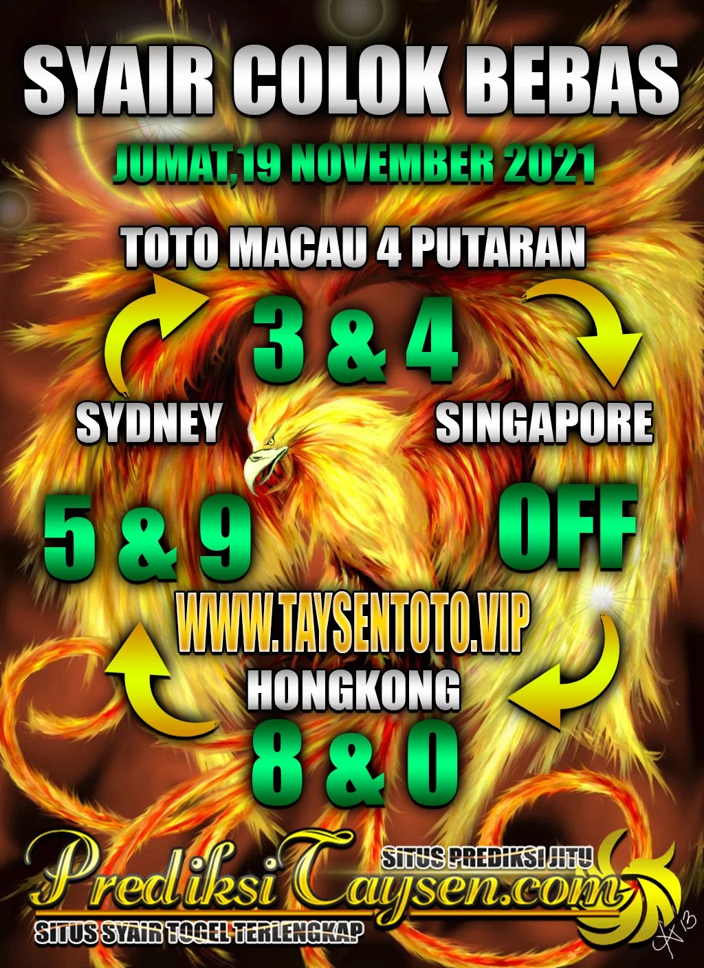 Prediksi Colok Macau Jumat 19 Oktober 2021