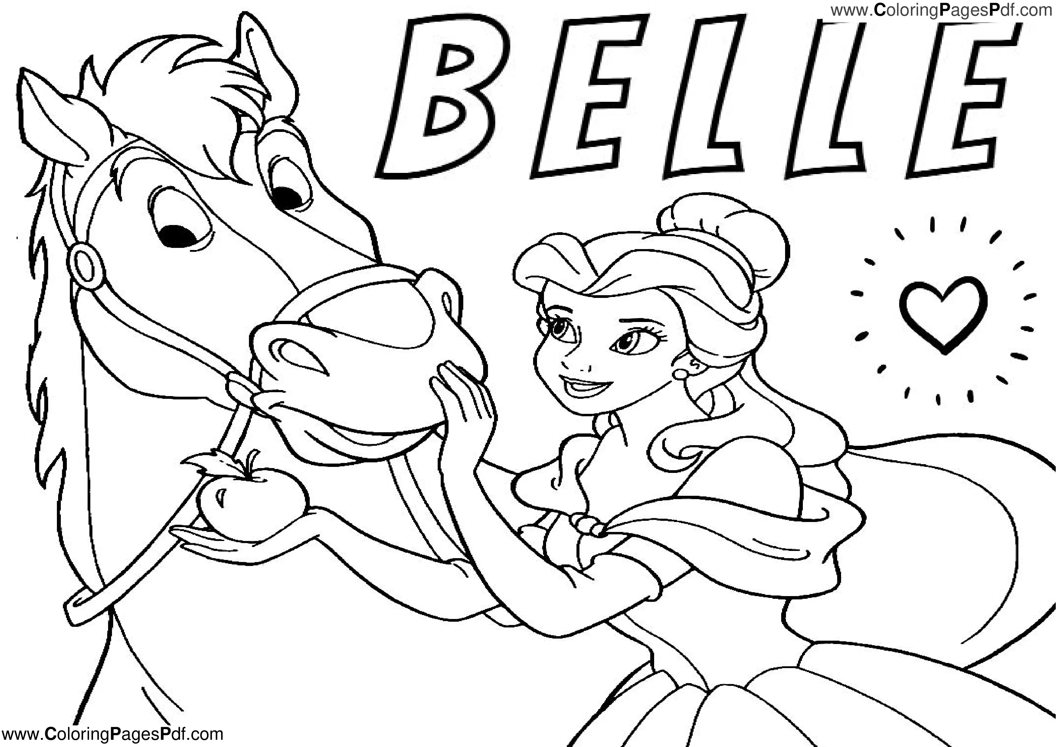 Belle coloring pages pdf