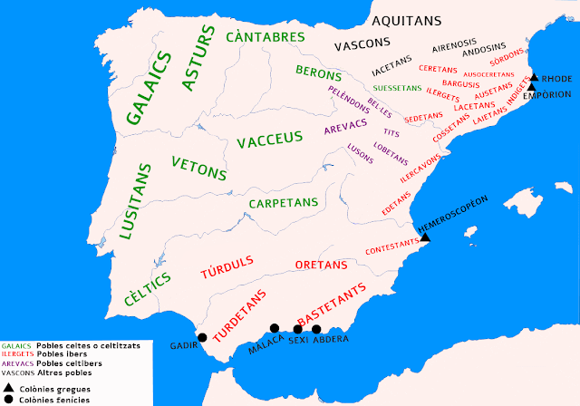 Mapa dels pobles que habitaven la península Ibèrica abans de la romanització