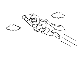 Coloring page Super Bunny Flying cartoon character