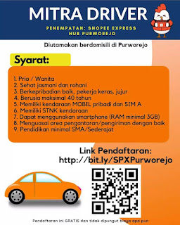 Lowongan Kerja Purworejo Mitra Kurir Shopee Express