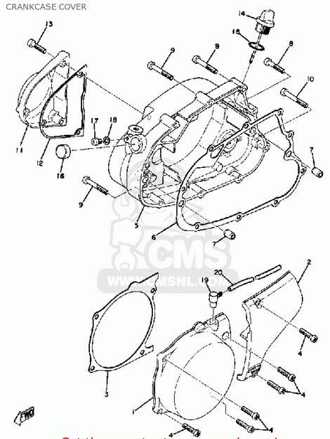 Yamaha DT100 Engine crankcase cover diagram