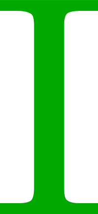 Green capital letter I shape