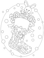 Christmas sock with gifts coloring page