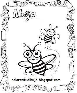 Dibujos de 2 ABEJAS juntas para COLOREAR