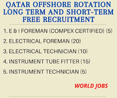 QATAR OFFSHORE ROTATION LONG TERM AND SHORT-TERM FREE RECRUITMENT
