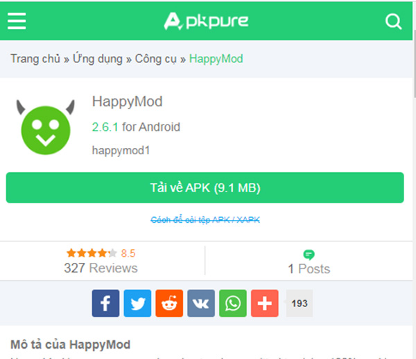 Tải về APK HappyMod cho Android 2.6.1 mới nhất d