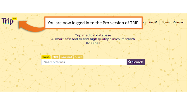 Search page showing the TRIP Pro logo