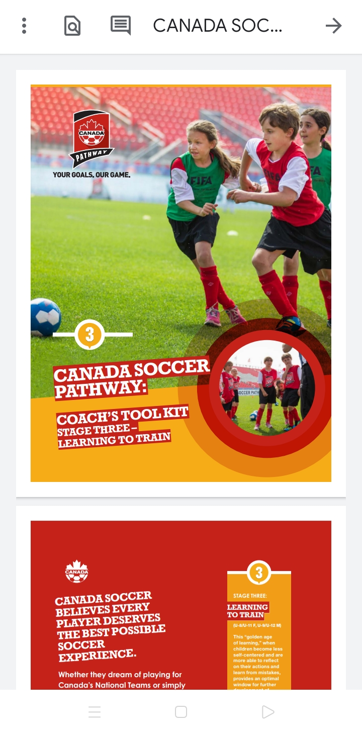 CANADA SOCCER PATHWAY:COACH’S TOOL KIT STAGE THREE – LEARNING TO TRAIN