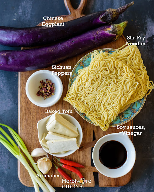 Ingredients for Sichuan Eggplant Noodles with tofu