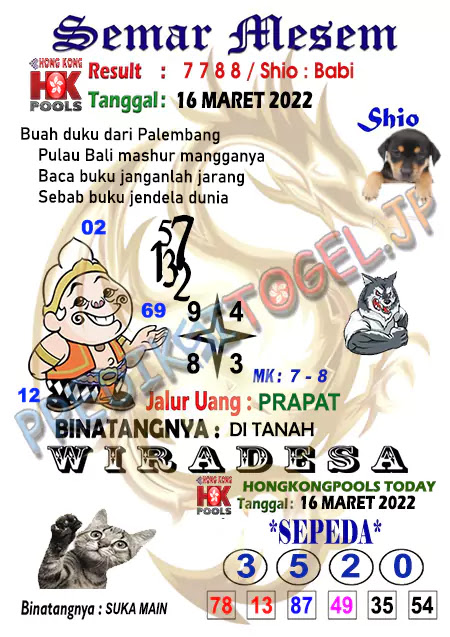 Syair Semar Mesem Togel Hongkong Rabu 16-Mar-2022