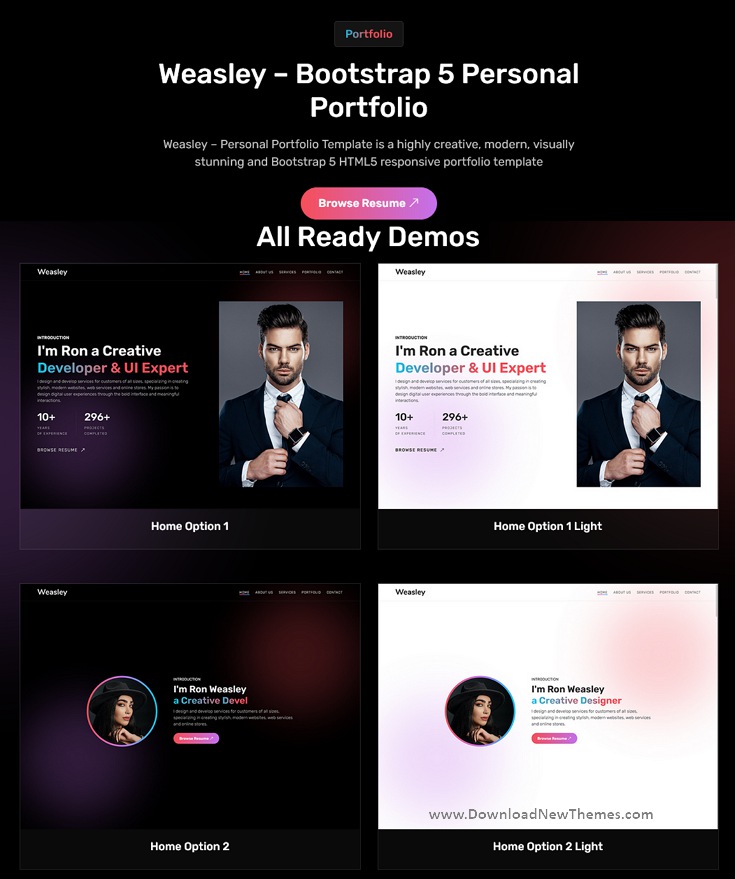 Weasley – Bootstrap 5 Personal Portfolio Template Review