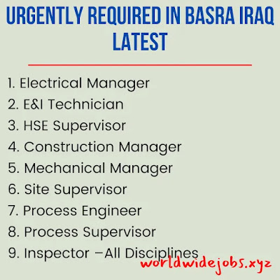 Urgently Required in Basra Iraq Latest